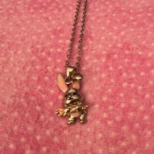 Charming Bunny Silver Pendant Necklace; Bunny has pink on ears and tummy. 🥕 too!
